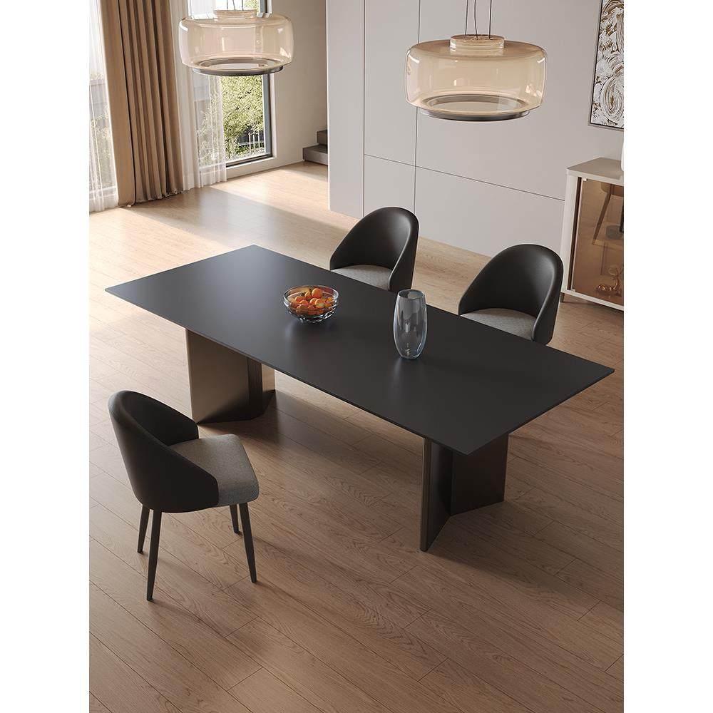 德利丰岩板餐桌简约现代黑色岛台餐桌椅组合意式极简家用长方形桌,住宅家具,岩板餐桌,淘宝优惠券,粉丝福利购,淘宝优惠卷