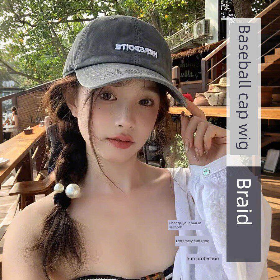 帽子假发一件编织妇女2025新棒球帽大头尖顶帽露出脸小防晒遮阳伞