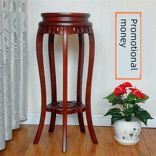 圆形实木花架榆木客厅绿萝中式吊兰花几地面木质室内放花盆的架子