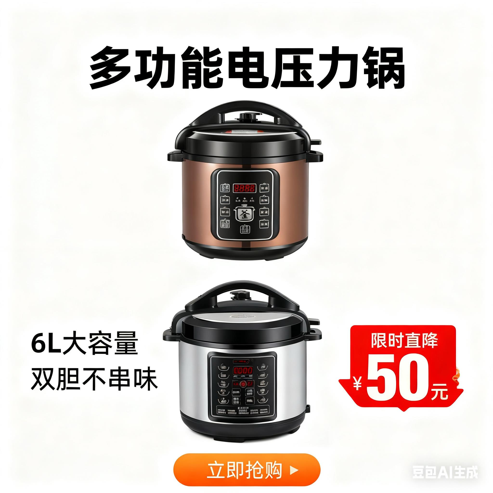 电子压力锅家用小型5L升多功能高压锅3-6人煲汤煮饭电饭锅