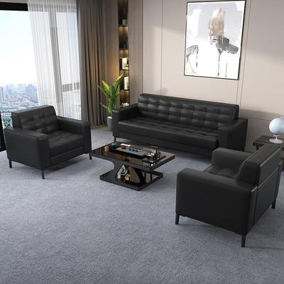 办公沙发简约现代商务会客区茶几组合接待室办公室三人位真皮沙发
