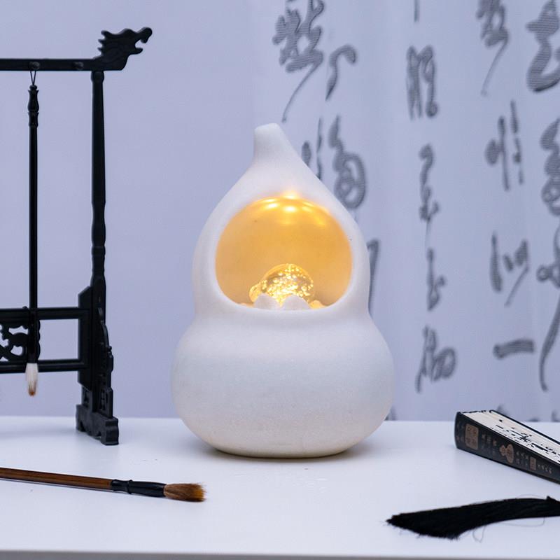 聚财金葫风水球水晶球新中式简约小型流水摆件循环水送礼桌面前台