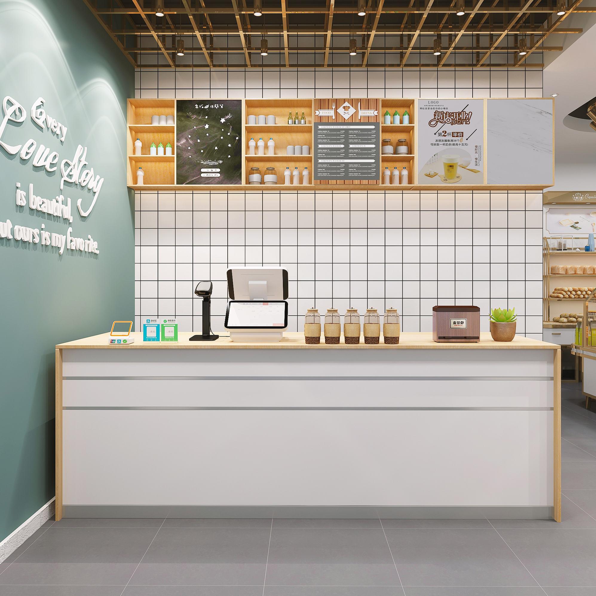 实木奶茶店收银柜台前台饭店小型店铺接待商用柜台蛋糕店吧台甜品