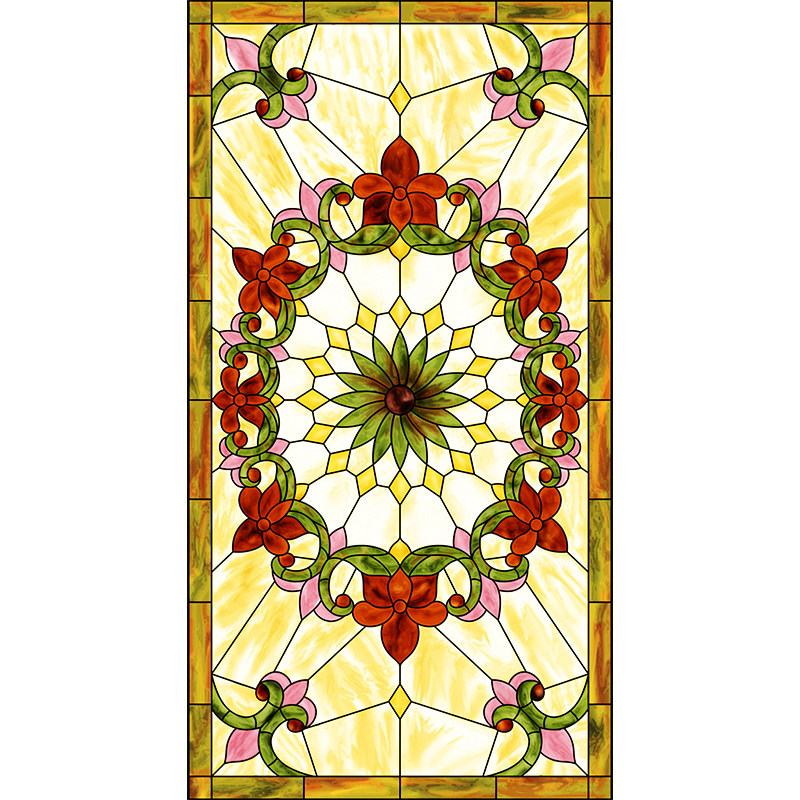 欧式艺术玻璃吊顶装饰彩色图案灯板定制亚克力透光板天花造型订制