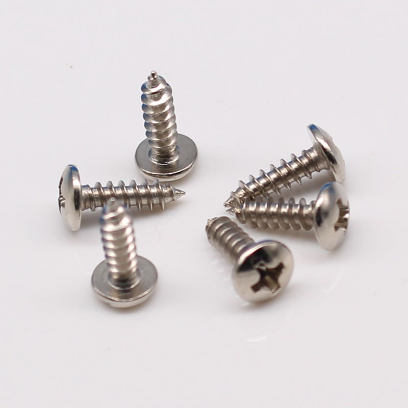 镀镍大扁头十字自攻TA 伞头蘑菇头螺丝 大盘头 尖尾小螺钉M4*8 10