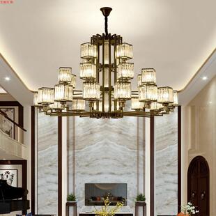 轻奢别墅多层水晶大厅大吊灯简约楼中楼挑空装饰灯客厅灯水晶吊灯