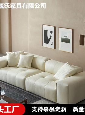 糯米沙发轻奢防刮皮白色豆腐块奶油风意式极简客厅宽坐深直排沙发