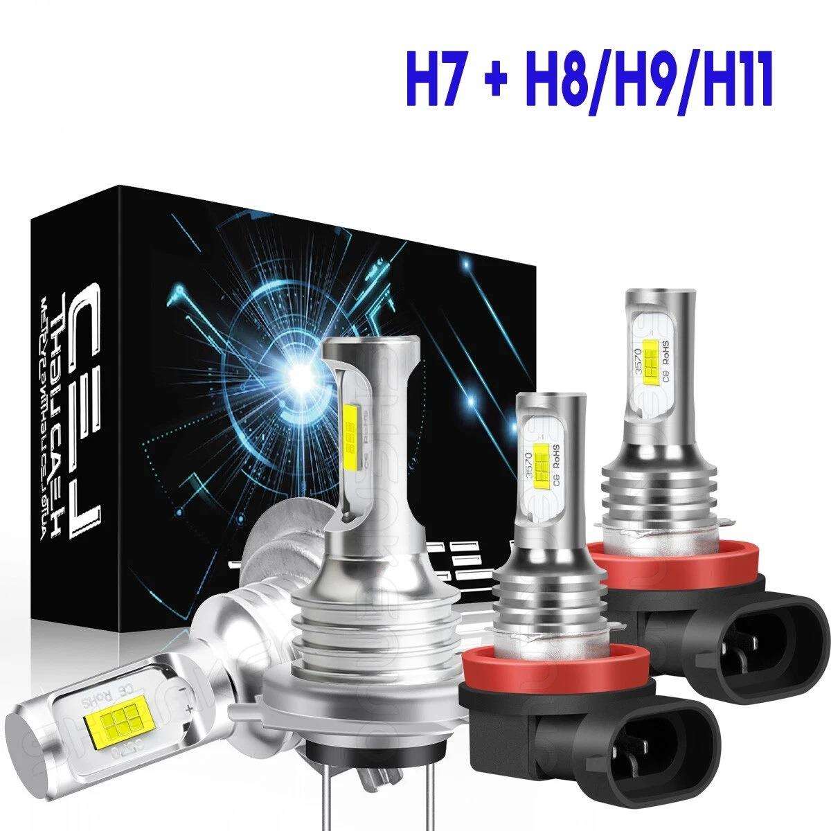 跨境热销热销汽车LED车头灯高低光束+雾灯灯泡套件H7+H11雾灯组合