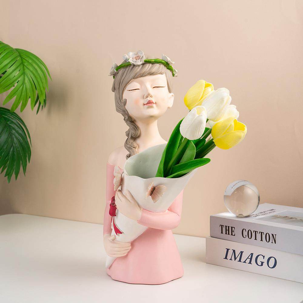 北欧女孩插花创意装饰花瓶摆件家居客厅酒柜电视柜书柜树脂工艺品,电子元器件市场,其它元器件,淘宝优惠券,粉丝福利购,淘宝优惠卷