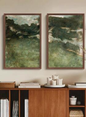 《春序》现代法式中古风复古客厅装饰画餐厅玄关斗柜绿色风景挂画