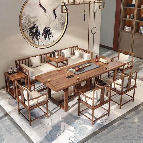 新中式实木茶桌全套家用阳台客厅喝茶桌子酒店办公室接待原木茶台