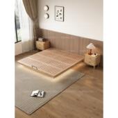 白蜡木无床头纯实木榉木排骨架现代简约实木双人床架悬浮床可定制