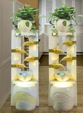 流水喷泉假山无障碍豪华欧式鱼缸加湿器开口客厅办公室摆件地板装