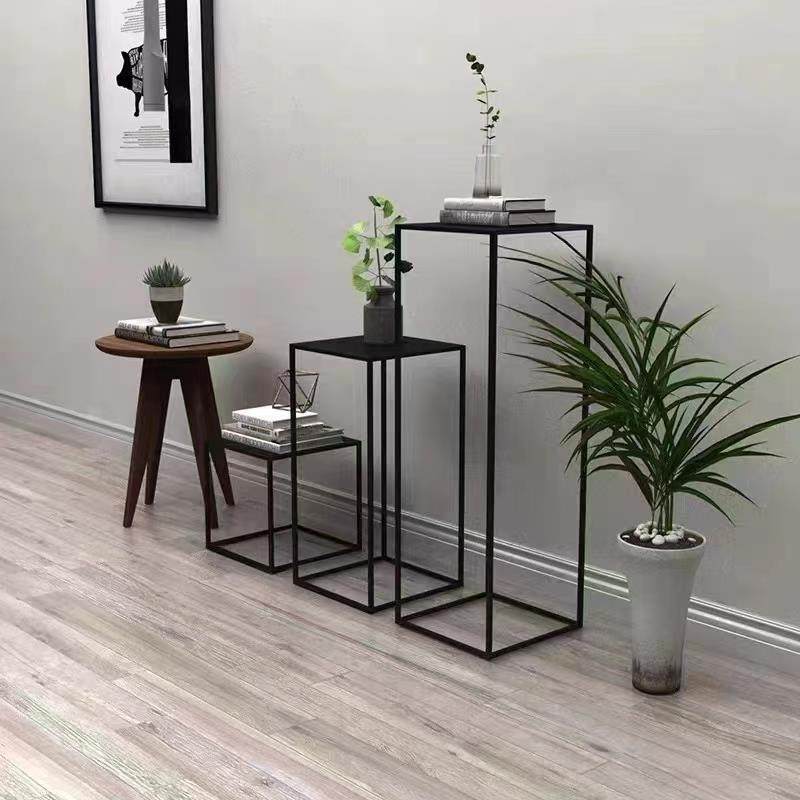 简约铁现代小花架可移动客厅电视柜金属阳台绿色植物花桌落地式储