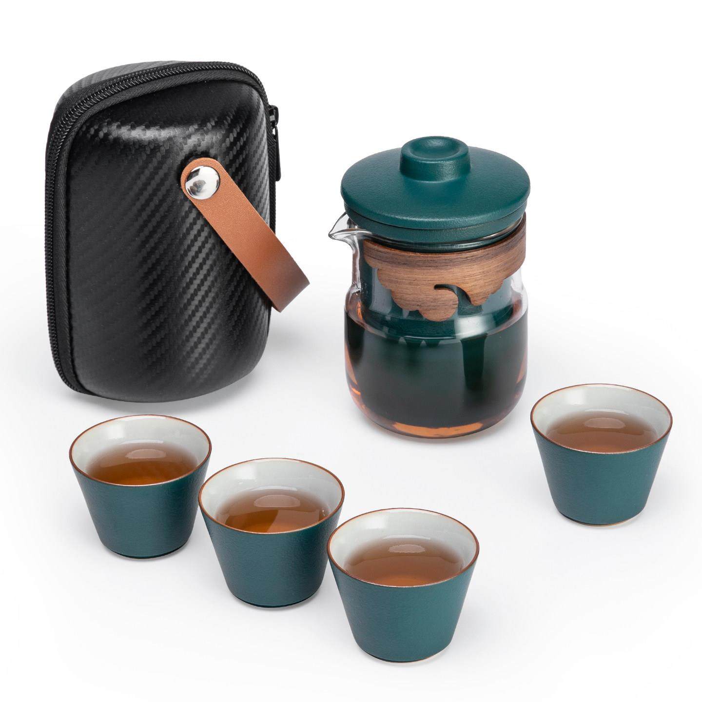 便携式茶具旅行套装防烫耐热玻璃快客杯户外车载露营泡茶功夫茶壶