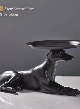 北欧沙发边几茶几咖啡桌落地动物狗灵犬雕塑摆件收纳置物软装饰品