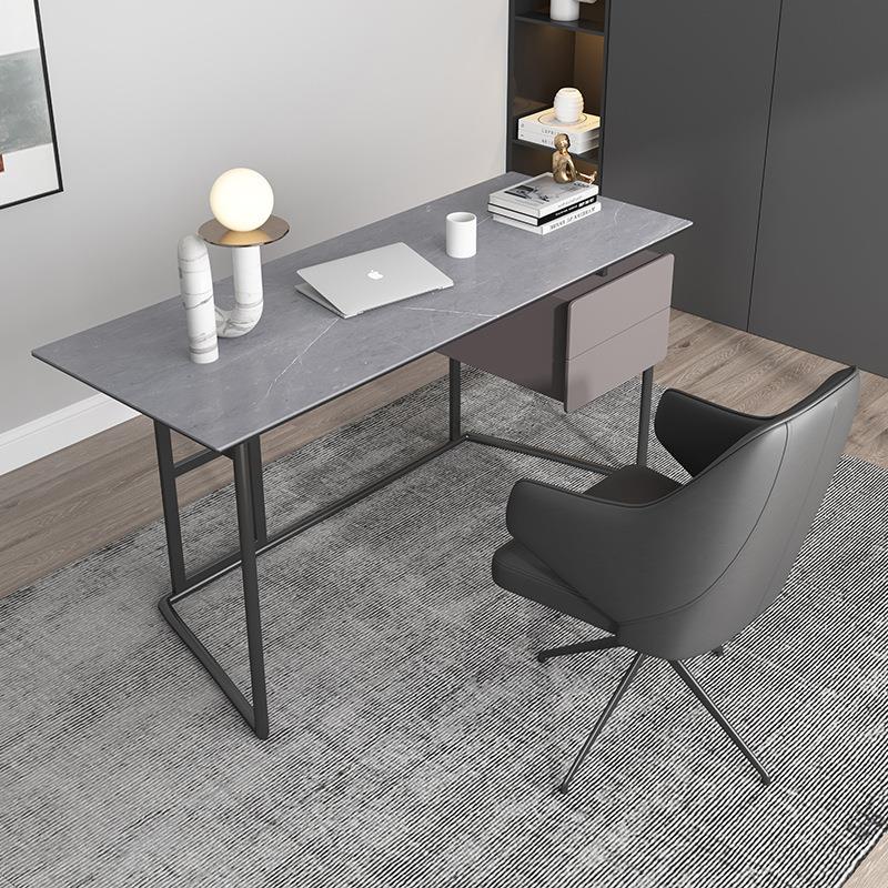 意式极简岩板书桌现代简约设计师办公桌家用卧室储物写字台电脑桌