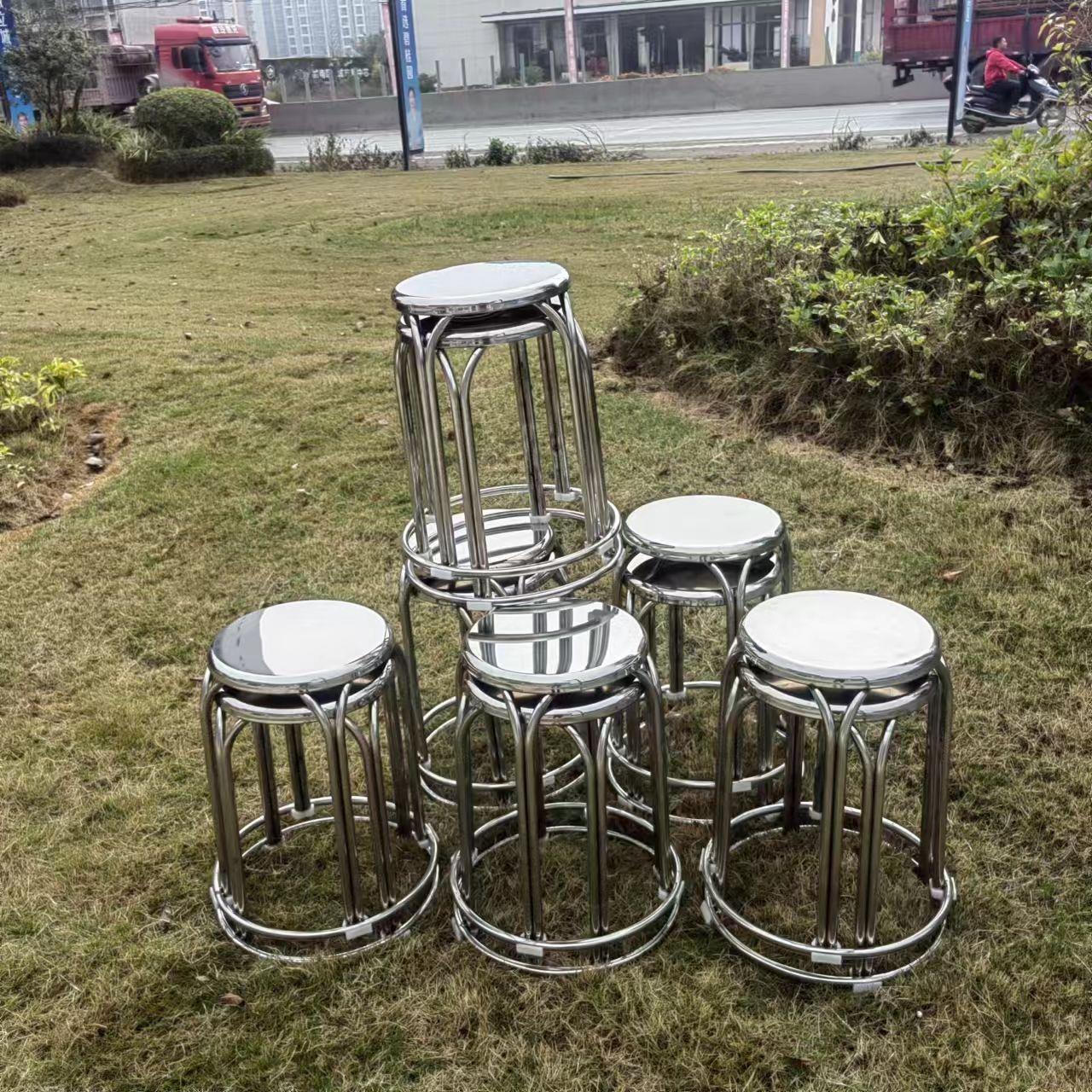 加厚不锈钢凳圆凳子耐用家用餐饮酒席会场圆凳子源头厂家