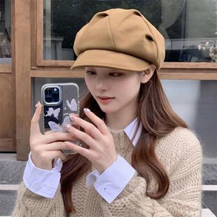 云朵帽子女款 秋褶皱遮脸八角帽网红休闲百搭显脸小贝雷帽 2025新款