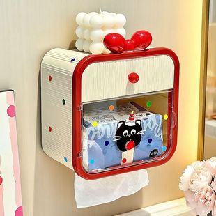 多巴胺纸巾盒卡通卫生间厕纸盒壁挂免打孔抽纸盒防水置物架手纸筒