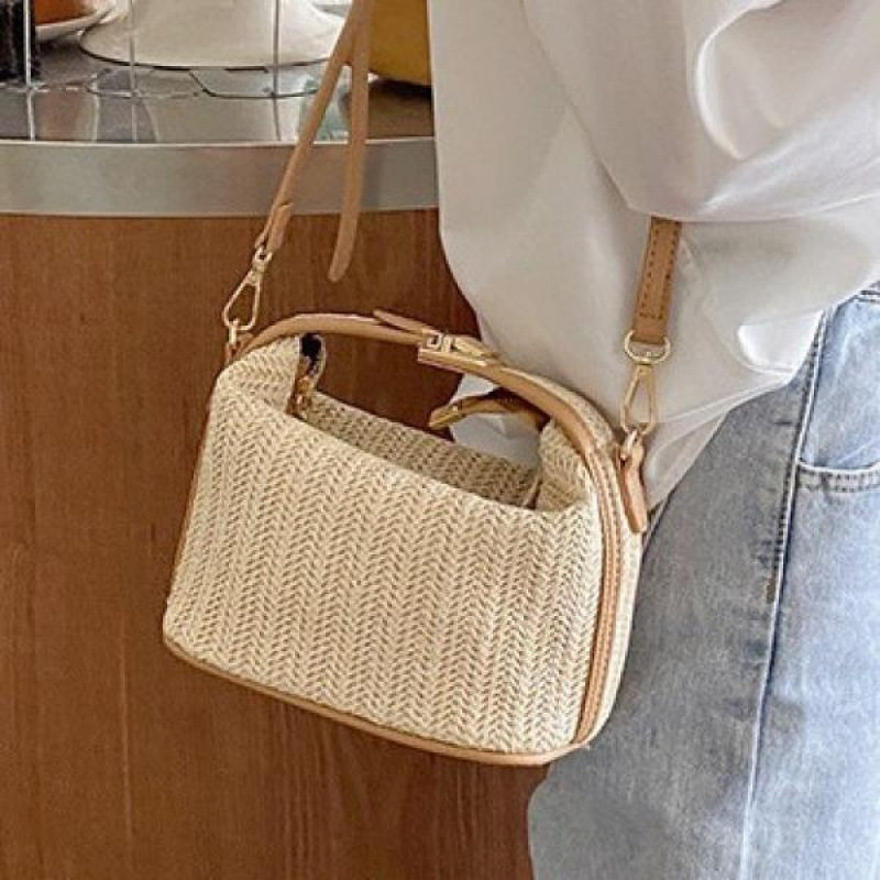 韩版草编织小包包瑜伽包2025夏季新款网红夏天时尚潮手提单肩包