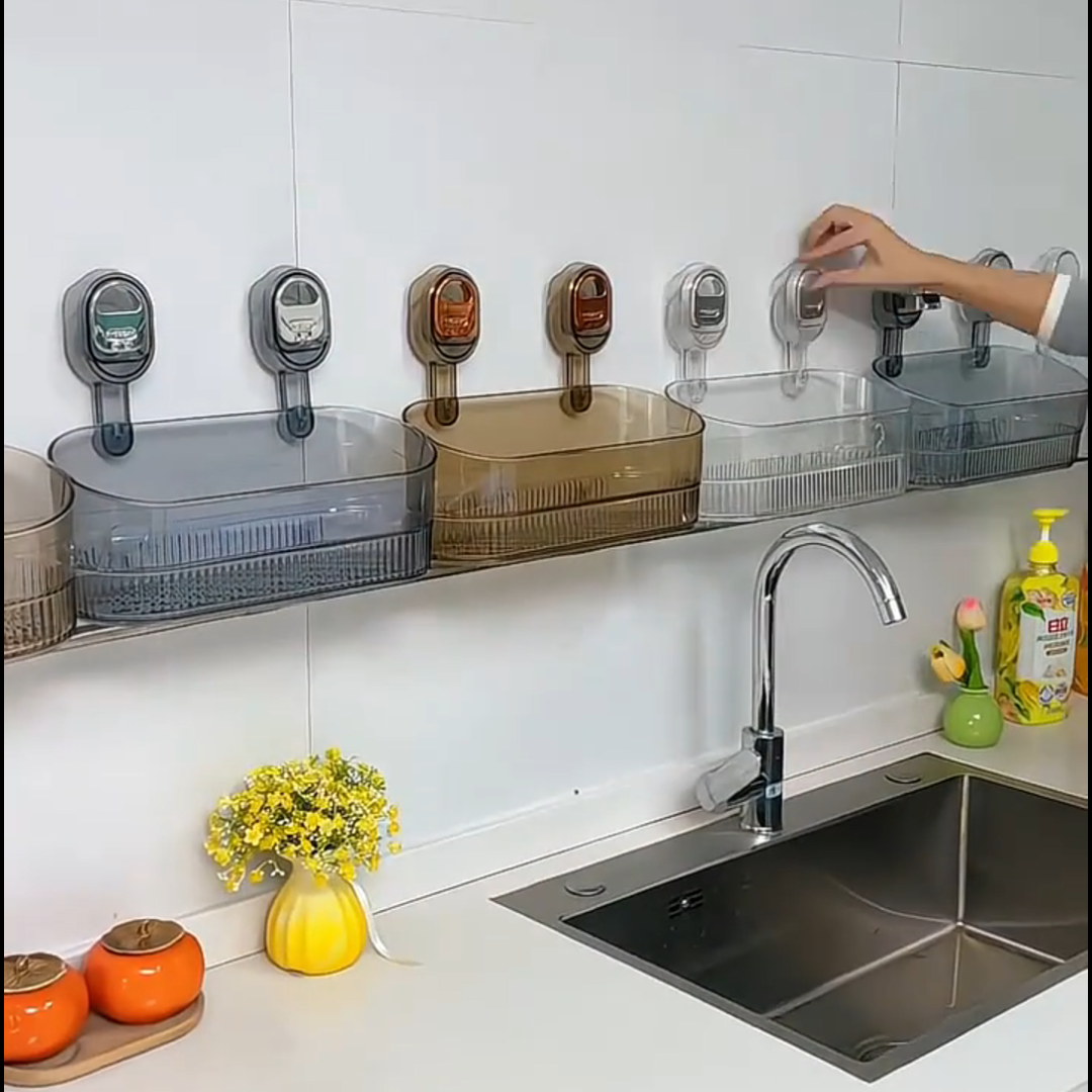 大号吸盘置物架卫生间放沐浴露挂篮浴室化妆品收纳盒壁挂收纳架