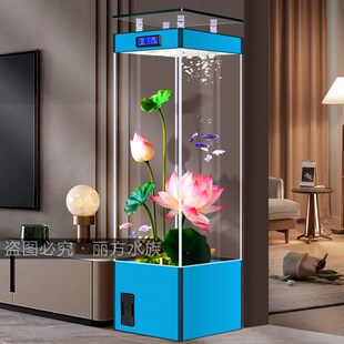 鱼缸客厅2024新款小型立式屏风阻隔断超白玻璃电视柜旁免换水族箱