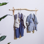 展示架装 童装 实木挂衣杆干树枝原木女装 店壁挂式 饰干枝货架 店服装