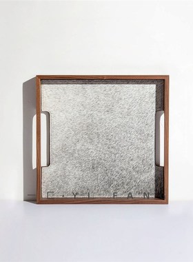 一匚轻奢马毛中古托盘棋盘格家居售楼处样板间卧室衣帽间收纳摆件