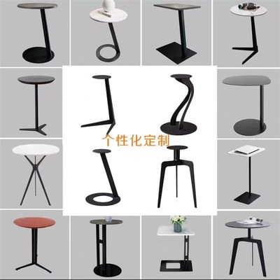 轻奢边几支架脚玻璃岩板瓷砖石英石实木拐角小茶桌支撑腿底座简约