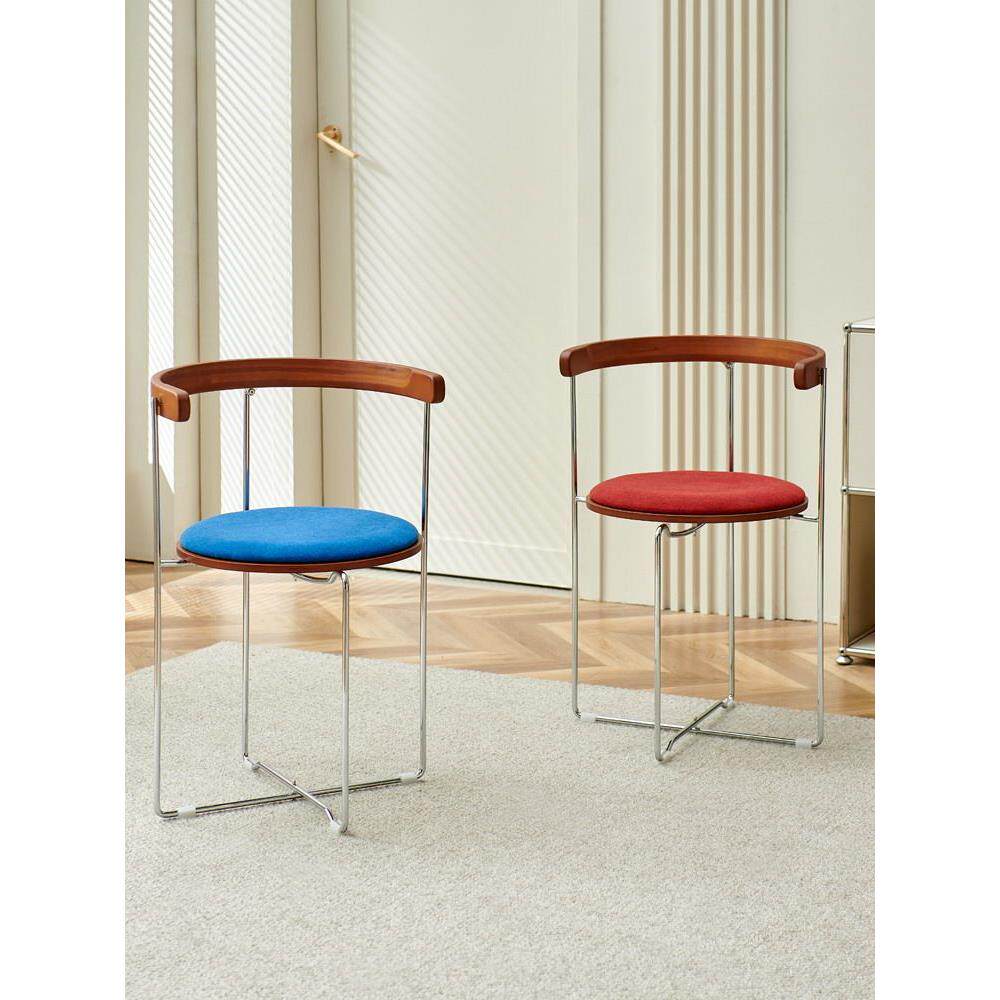 覆古实木餐椅家用小户型休闲靠背椅可折叠椅现代简约餐厅餐桌椅子