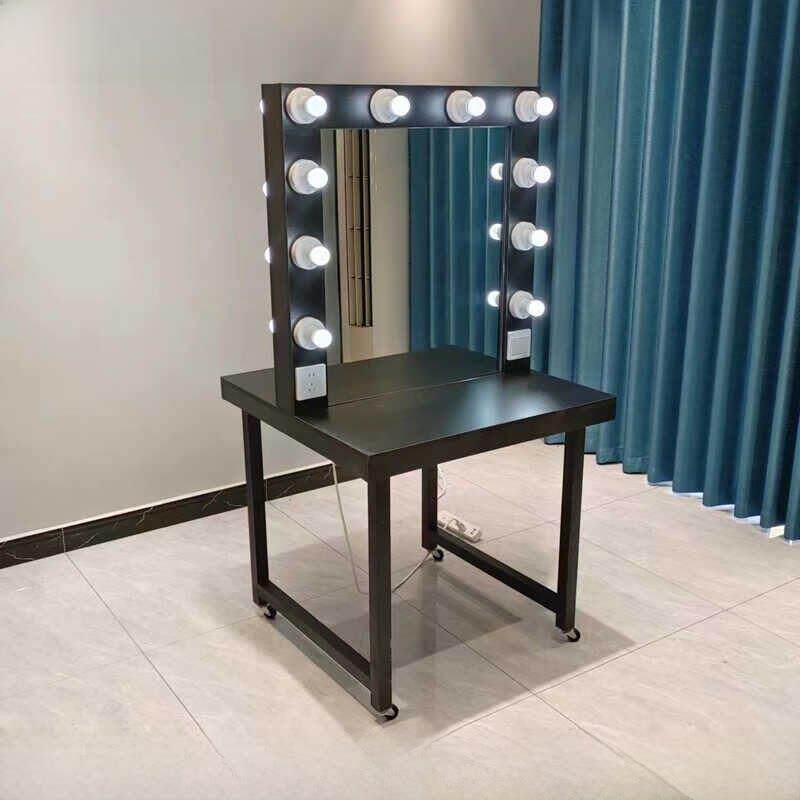 影楼婚纱培训学校专用化妆镜台双面化妆台带灯化妆桌工作室可移动