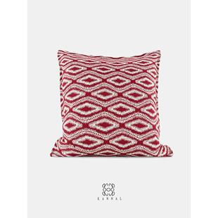 欧式 唐顿庄园 覆古红色中古图案抱枕样板间别墅方枕 古典 英式