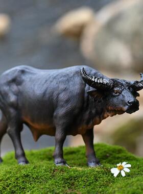 仿真小牛摆件桌面客厅装饰创意小孩骑水牛农耕布景摆设树脂工艺品