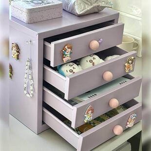 桌面收纳盒多巴胺抽屉式玄关铁艺置物架铁皮柜收纳柜桌上化妆品
