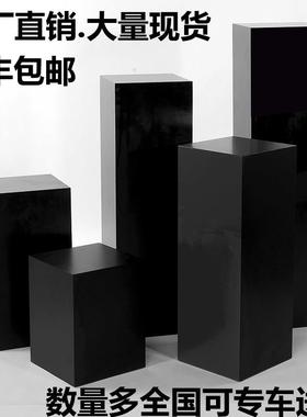 木质烤漆黑色展示台橱窗地台模特底座珠宝首饰展示柜展示柜方形架