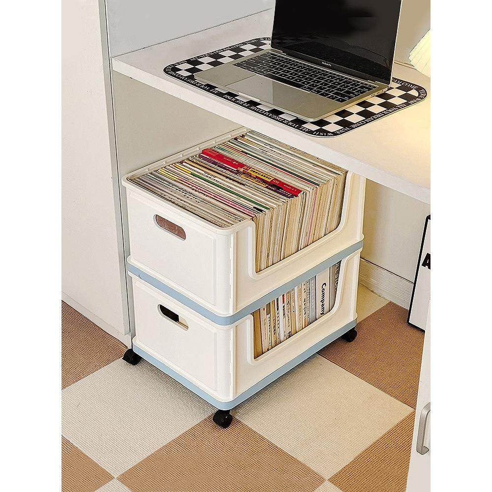 学生书本收纳箱盒教室用高中生神器书箱带轮子移动装放书籍的箱子