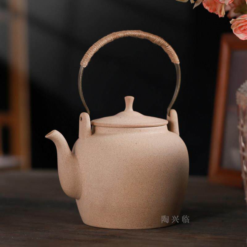 家用素陶大容量烧水壶陶壶可明火煮茶壶黑晶炉煮茶陶壶提梁泡茶壶
