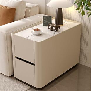 可移动沙发旁边的边几轻奢高级感客厅带轮子推拉茶几实木边柜边柜