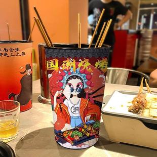 国潮怀旧烧烤店钵钵鸡串串摆摊竹签桶数签餐具筷子筒商用吸管收纳