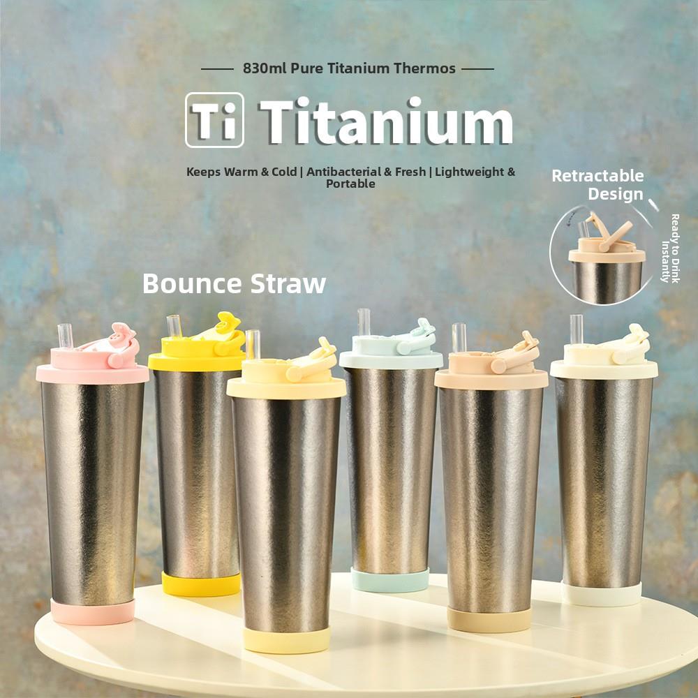 新款830ml大容量双层纯钛保温杯高颜值杯子男女便携高端水杯钛杯