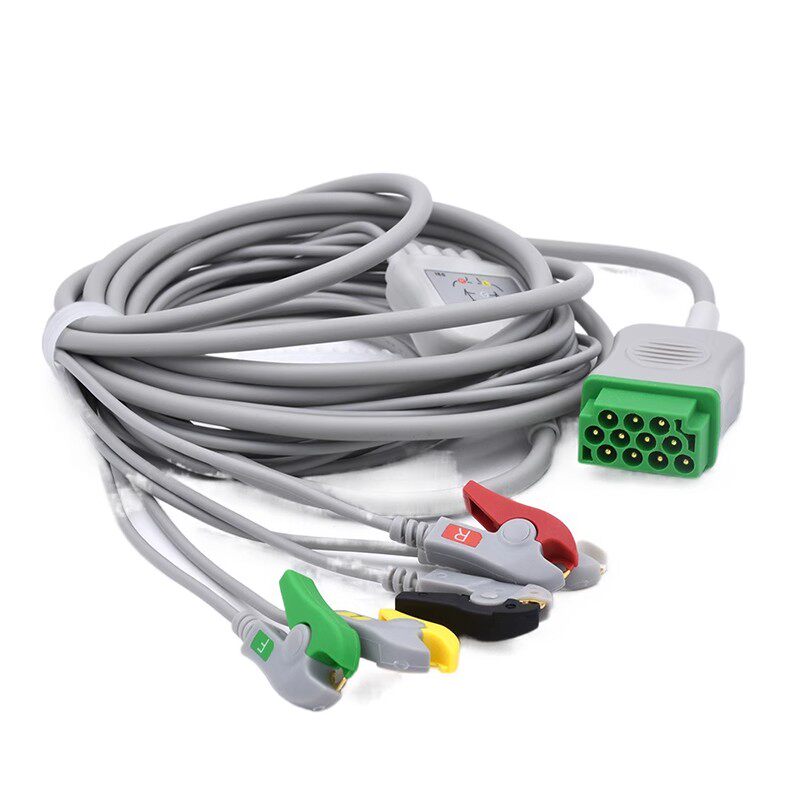 兼容GE Marquette监护仪11P心电一体化五导联线TPU钳式