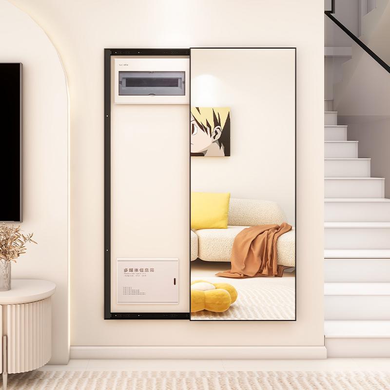 可遮挡强弱电表箱穿衣镜入户玄关隐藏式推拉全身镜简约试衣大镜子