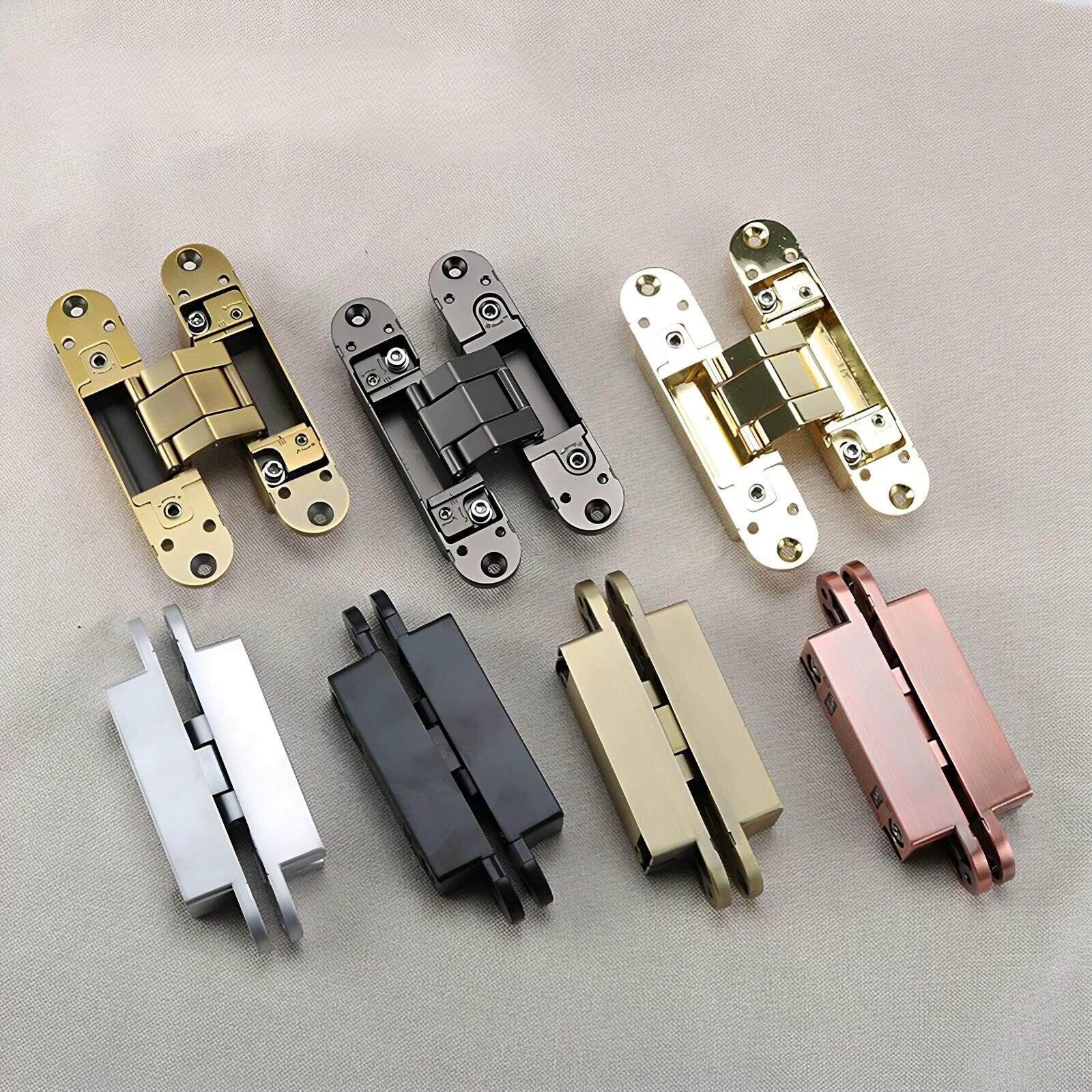 三维可调暗门隐藏重型折叠门隐形门铰链暗藏十字铰链金色银色铰链
