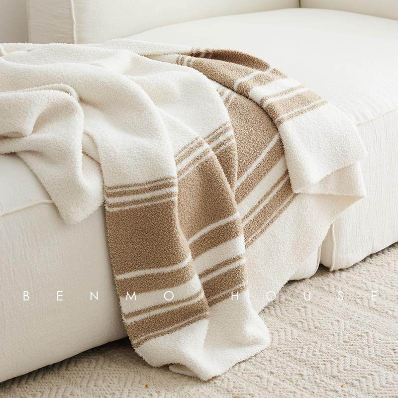 秋冬新款软糯舒适保暖毛毯百搭条纹沙发休闲盖毯针织装饰毯子绒毯,床上用品,休闲毯/毛毯/绒毯,淘宝优惠券,粉丝福利购,淘宝优惠卷