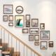 实木楼梯照片墙装 饰创意相框挂墙组合墙上免打孔墙面网红相簿相片