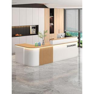 新中式收银台公司前台简约现代亮光前台桌服装店吧台柜台接待直销