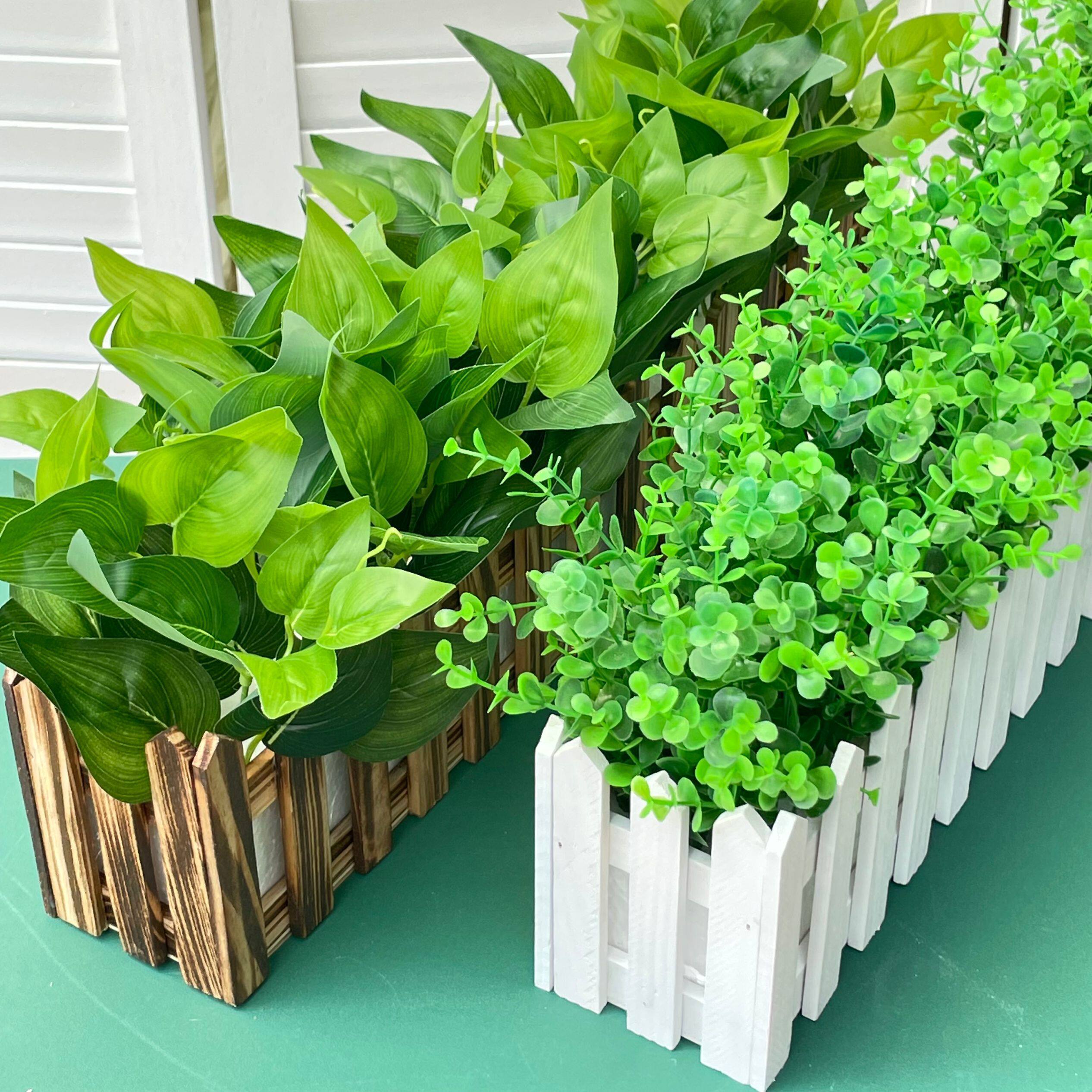 仿真植物绿萝假花草塑料插花束栅栏摆件艺套装饰客厅家居摆