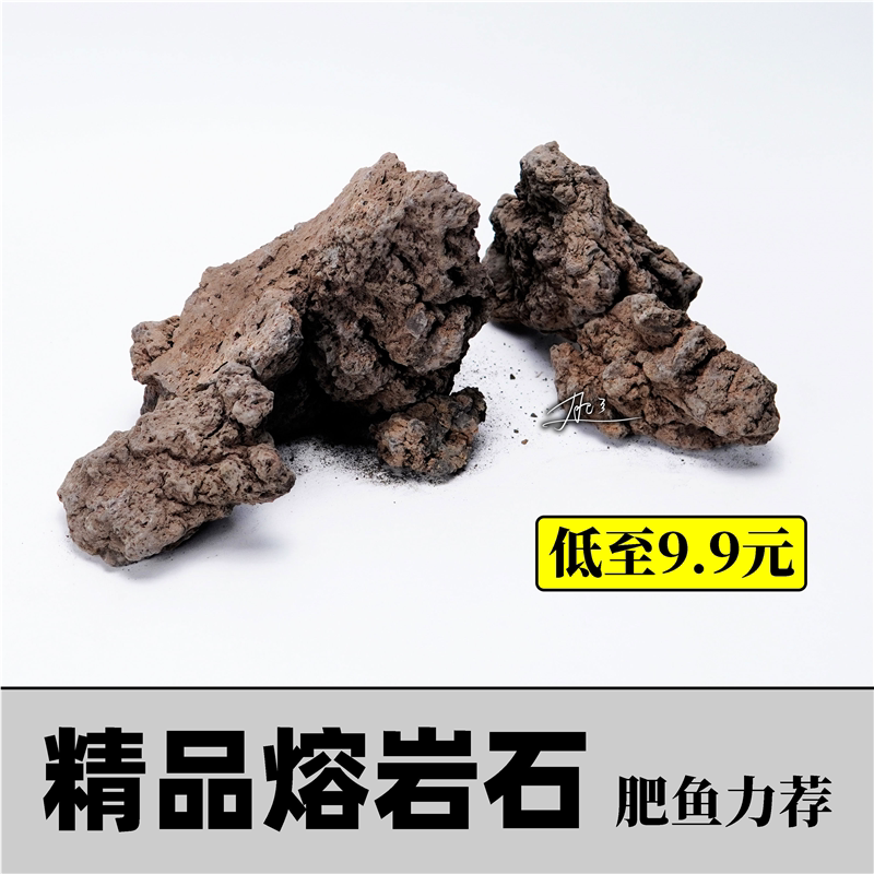 天然黑棕熔岩石火山石过滤材料 水族鱼缸水草造景石莫斯素材