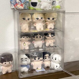 棉花娃娃收纳盒透明娃娃收纳展示架10cm公仔挂件收纳防尘展示盒